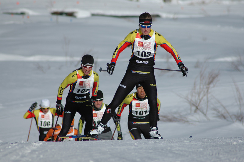 Kristina Trygstad-Saari in the leads the 2009 Boulder Mountain Tour. The  29-year-old was announced as Montana State University's nordic ski team head coach on July 11. (Photo: Saab/Solomon Factory)