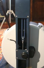 The back of the Concept2 SkiErg.  The blue pole cords attach to the white flywheel cord.