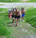 Andy Newell leading ski walking interval