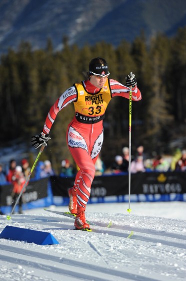 Perianne Jones (CAN) was 29th in the Canmore World Cup on Feb 5, 2010. Photo: Win Goodbody.