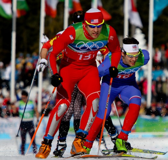 Torin Koos in the final of the team sprint at the 2010 Olympics in Vancouver.