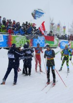 Team USA celebrates its historic Bronze medal finish during today's Mixed Relay at the Winter Youth Olympic Games in Innsbruck