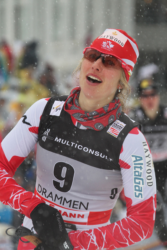 Chandra Crawford (CAN) had a good day in Drammen (NOR), finishing 5th place.  Photo: Fischer/Nordic Focus.