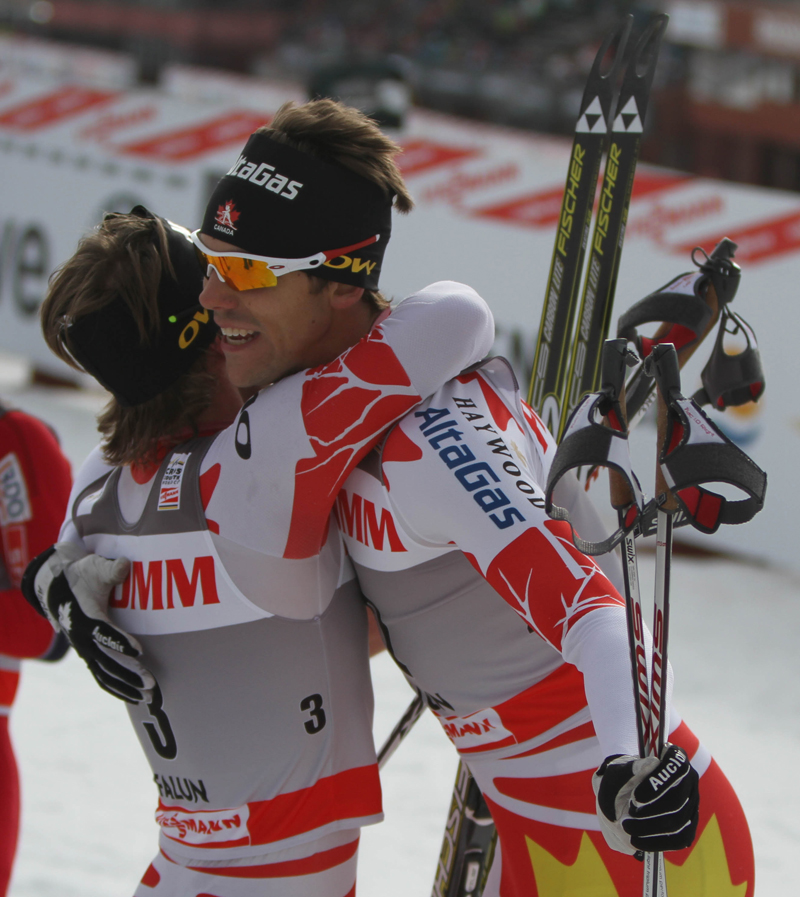 Team Canada, like brothers. World Cup Finals Falun, Sweden. men's 15 k freestyle pursuit