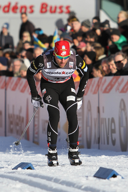 U.S. Ski Team member Andy Newell during a World Cup classic-sprint qualifier on March 14 in Stockholm. Newell posted the 16th fastest time and went on to place seventh in the final.