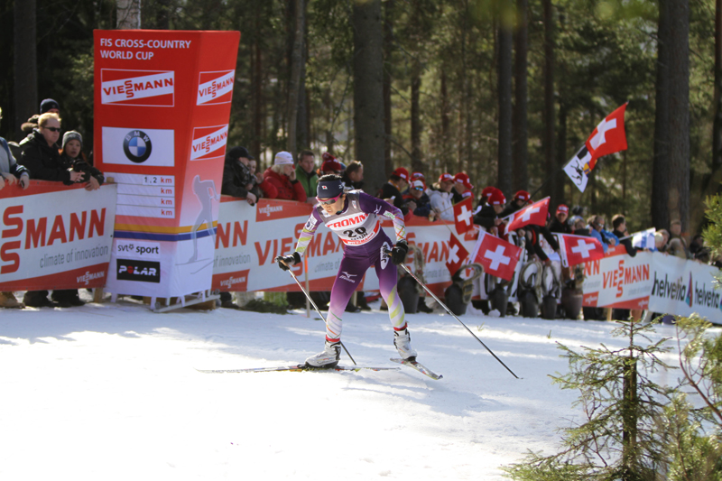 Masako Ishida (JPN) competing in the 2.5 k freestyle prologue at last year's World Cup Finals in Falun, Sweden.