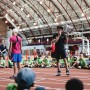 SMS T2's Andy Newell and Jessie Diggins talk to the children.  Photo: Katie Osgood. thumbnail