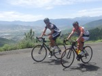 Norwegian nordic combined A-teamer Mikko Kokslien (l) and Bryan Fletcher of the U.S. Ski Team riding together near Park City, Utah. The Norwegian national team spent nearly three weeks in the area for altitude training during a joint camp with the Americans. (Photo courtesy of Mikko Kokslien)