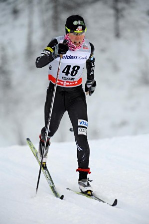 Ida Sargent (CGRP/USST) en route to a personal-best ninth in the Kuusamo World Cup 1.4 k classic sprint on Friday. (USSA photo: http://www.facebook.com/USSA.nordic)