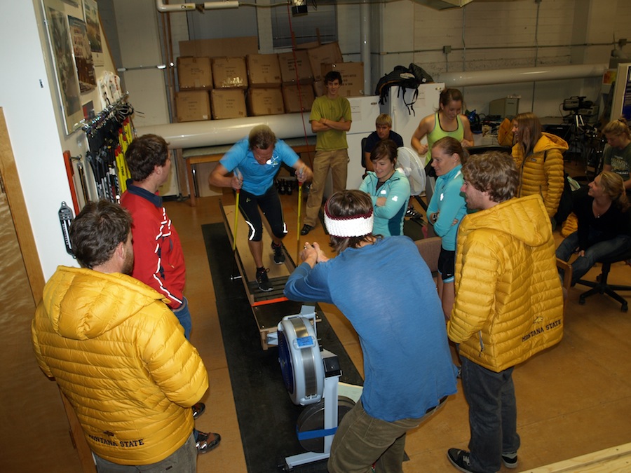 Upper-body power testing with the Montana State University Nordic Team (Dan Heil photo)