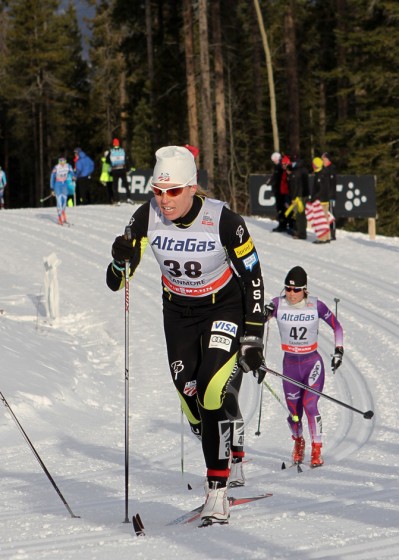 Brennan racing at the Canmore World Cups last season.