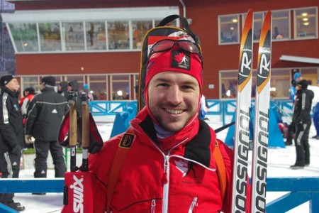 Jean Philippe Le Guellec, a Quebec native, became the first Canadian man to win a biathlon World Cup competition when he took an 18-second victory in a sprint in Ostersund, Sweden on Saturday.