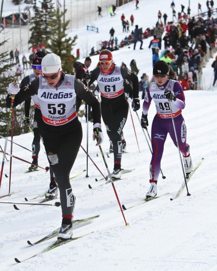 Brittany Webster (Highlands Nordic) skiing in the Canmore World Cup in December.