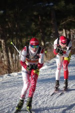 Graeme Killick (l) during Sunday's skate sprint heats at the Lappe Nordic NorAm World Junior/U23 Trials in Thunder Bay, Ontario. (Photo: Martin Kaiser)
