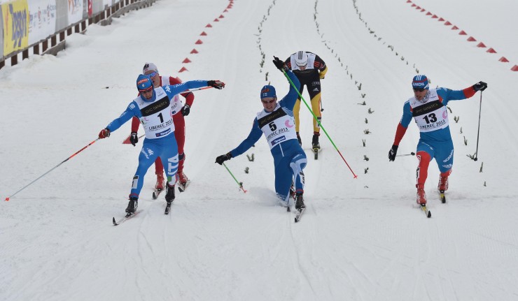 The lunge for the line in the men's U23 classic sprint final in Liberec, Czech Republic. Photo: Liberec2013.