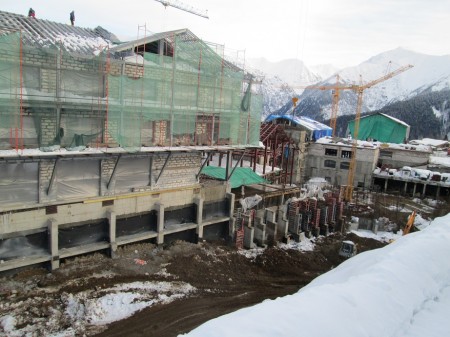 Ongoing construction at the Olympic mountain cluster. Photo: Noah Hoffman. For more photos, visit his blog.