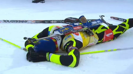 Fourcade, exhausted at the finish.