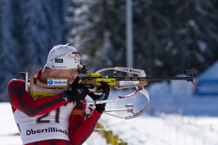 Vetle Sjastad Christiansen of Norway on the range; he placed fourth. Photo: Mario Danzl/Obertilliach 2013.