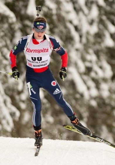 Sean Doherty (USA) had the third-fastest course time of the day, which coupled with strong shooting in the second half of the race brought him a silver medal. Photo: US Biathlon/NordicFocus.