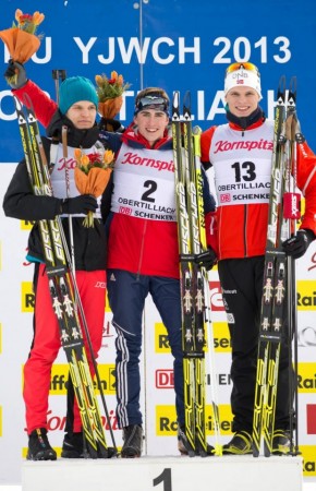 On the podium for the second time this weekend. With second-place Rene Zahkna of Estonia (left) and third-place Fredrik Roervik of Norway (right). Photo: USBA/NordicFocus.