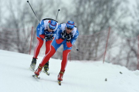 Ustiugov and Belov separated from the pack in the skate leg. Photo: Liberec2013.