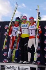 Women's freestyle sprint podium at 2013 U.S. nationals: 1. Sadie Bjornsen (APU/USST), 2. Sophie Caldwell (SMST2), 3. Jennie Bender (CXC)