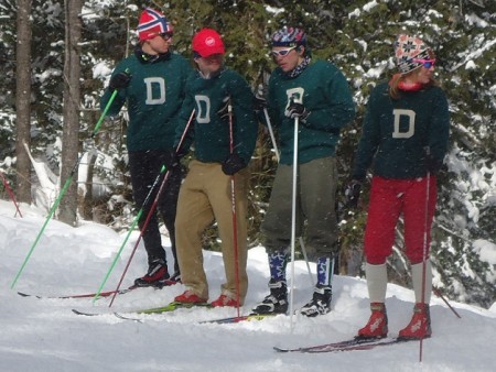 Dartmouth skiers donned traditional garb to cheer on the racers Saturday