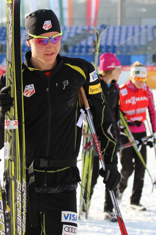 A former U.S. Ski Team D-team member, Erik Bjornsen (APU) is shown at 2013 World Championships in Val di Fiemme, Italy. After winning his first national title and achieving several other personal bests last season, Bjornsen, 21, was recently named to the B-team for 2013/2014.
