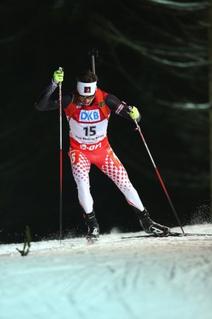 J.P. LeGuellec finished 10th overall in the 20 k individual at World Championships on Thursday to lead the Canadians. Photo: Nordic Focus/Biathlon Canada.