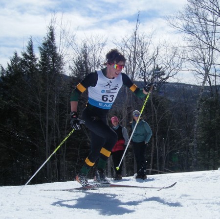 Scott Patterson skis through slush and sun on his way to victory in Friday's 10k classic