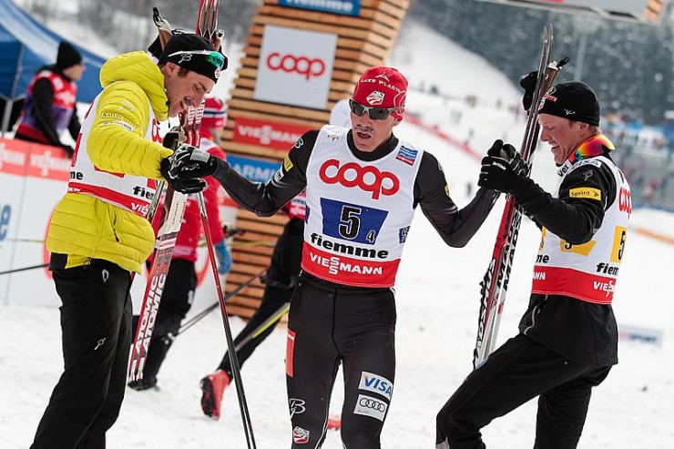 Billy Demong exhausted after capturing third for the U.S. in Sunday's 4 x 5 k team event at the 2013 World Championships. (Photo: Fiemme2013)