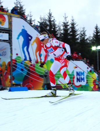 Poland's Krystyna Palka competing in Saturday's sprint.