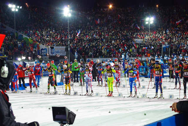 27 teams started today's mixed relay at IBU World Championships, under the lights in Nove Mesto, Czech Republic.
