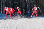 Annika Miller of Payette Lakes (r) takes on Lotta Weng (6) and her Norwegian teammates in Thursday's J1 girls freestyle sprint A-final at the 2013 Junior Nationals in Fairbanks, Alaska. (Photo: