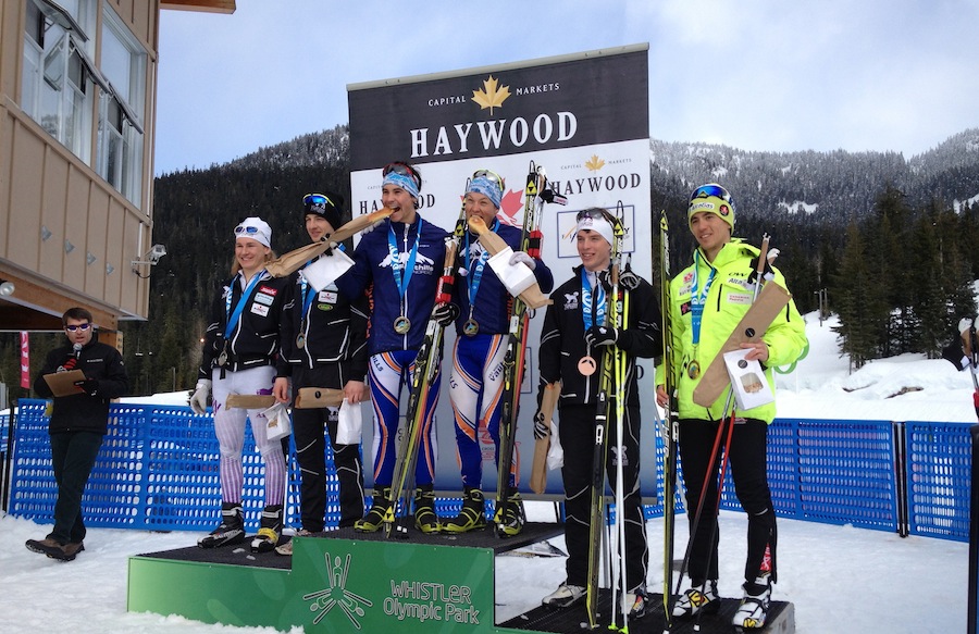 2013 Canadian Nationals men's freestyle team sprint podium: (Photo: Peggy Hung)