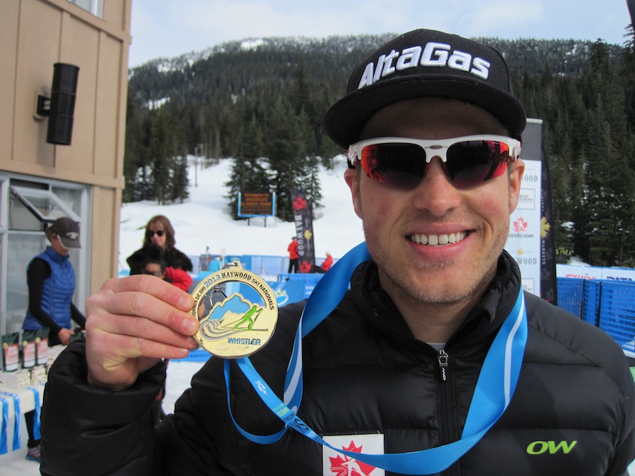 Brent McMurtry of the Alberta World Cup Academy after winning his first gold medal at Canadian Nationals in Tuesday's 15 k classic interval start in Whistler, B.C.