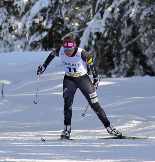 Sadie Bjornsen skiing to third in the OPA Cup Finals prologue. (Photo Courtesy Bryan Fish)
