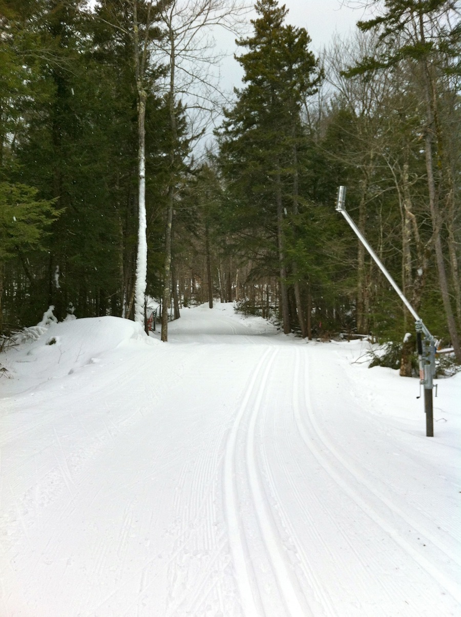 A look at the trails and new snowmaking system in mid-February at Middlebury College's Rikert Nordic Center in Rikert, Vt.