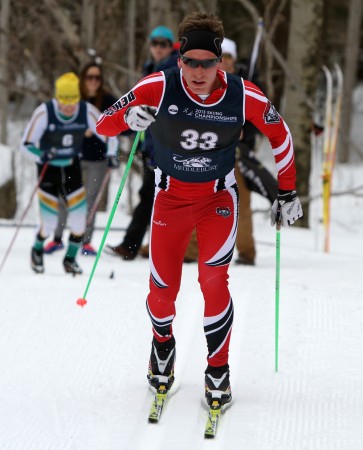 Mats Resaland of the University of New Mexico en route to placing second in Thursday's 10 k classic individual start at the 2013 NCAA Championships in Ripton, Vt.