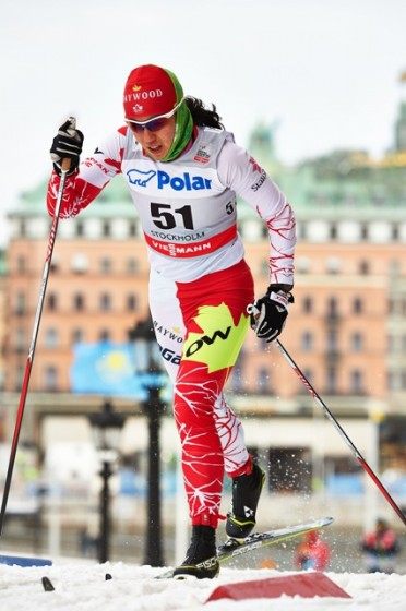 Emily Nishikawa racing in Stockholm last March. (Photo: Fischer/Nordic Focus)