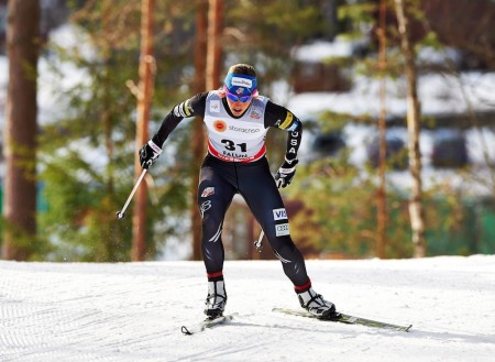 Kikkan Randall (USA) led the U.S. women in the Falun, Sweden, prologue on Friday with a third-place finish. Photo: Fischer/Nordic Focus/FIS Cross Country.