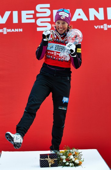 Kikkan Randall (USA) wins her second straight FIS Sprint Crystal Globes.   Photo: Fischer/Nordic Focus.