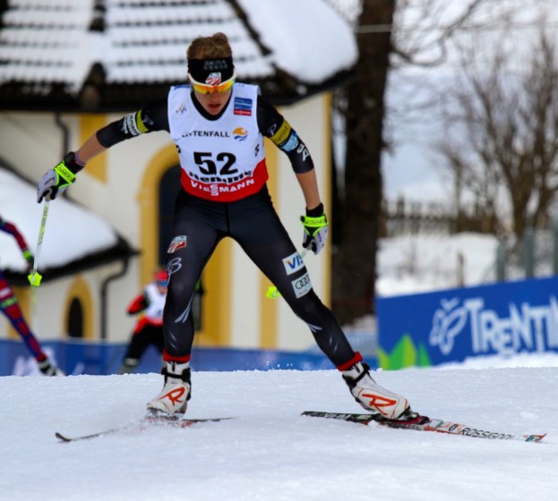 Liz Stephen (USA), shown above during her fifth place performance at World Championships, skied to another career-best on Sunday in Oslo, Norway. This time her PR was in the 30 k: a ninth-place finish after spending much of the race contending for a podium.