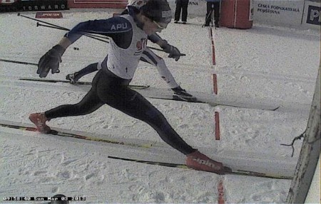 Sophie Caldwell has seen this before: here's her photo finish in Nove Mesto with Fitzgerald. Photo courtesy of Fitzgerald.