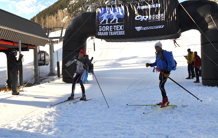 Ben Koons (l) and teammate Linden Mallory finishing the 2013 Grand Traverse from Crested Butte to Aspen, Colo., on March 30, where they placed fifth. (Courtesy photo)
