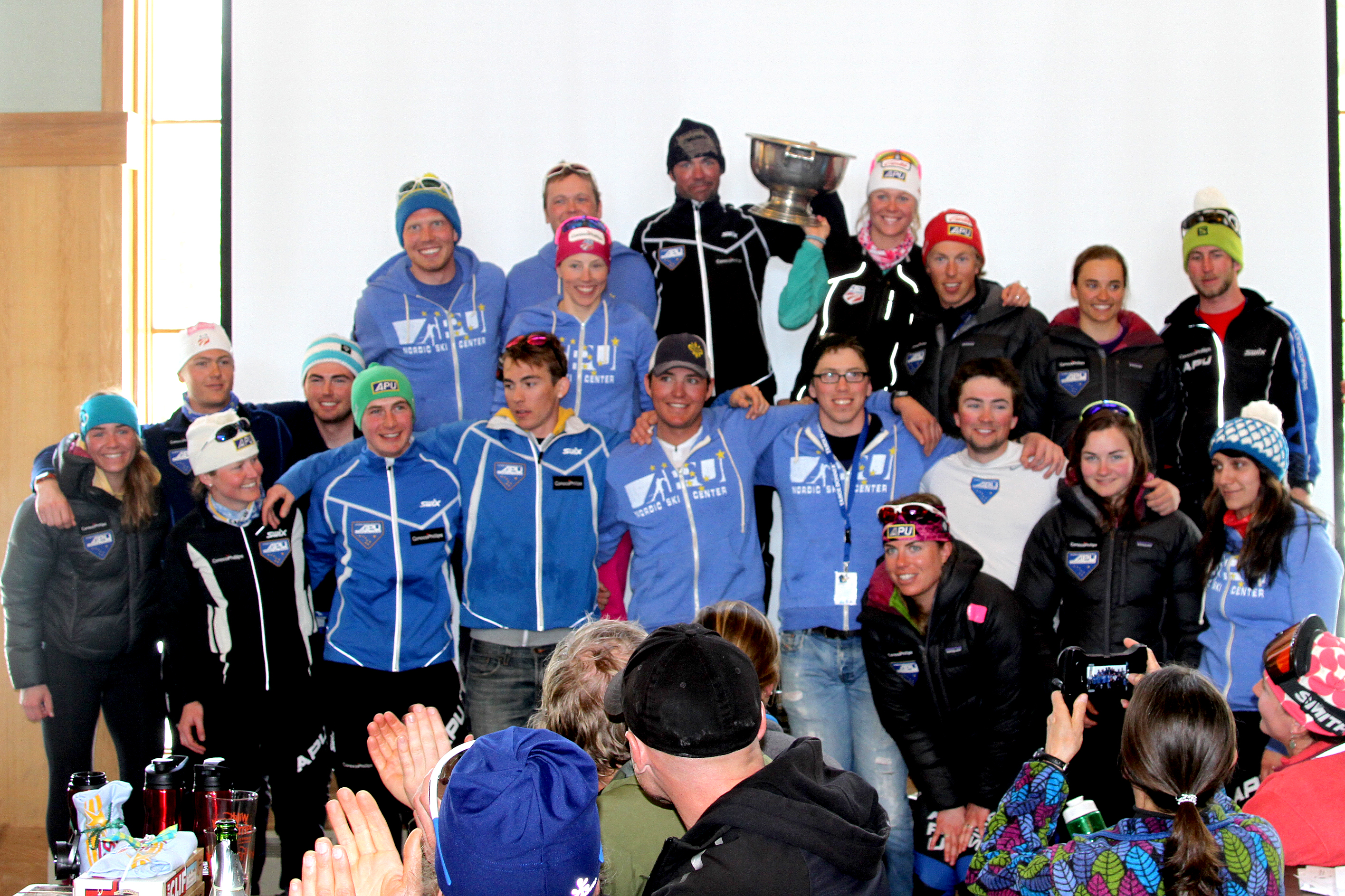 APU with its 2013 NNF Cup awarded on the last day of SuperTour Finals in Truckee, Calif. (Photo: Mark Nadell/MacBeth Graphics)