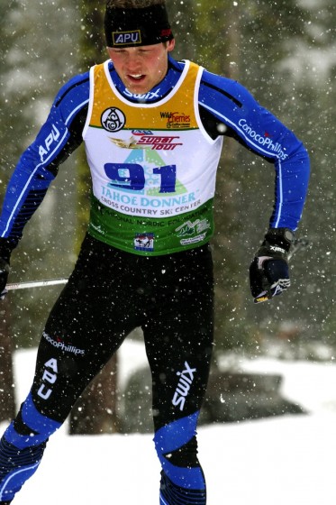 Mark Iverson (APU) in Thursday's 2013 SuperTour Finals prologue at Auburn Ski Club in Soda Springs, Calif. Iverson tied Mike Sinnott (SVSEF) for third. (Photo: Mark Nadell/MacBeth Graphics) 