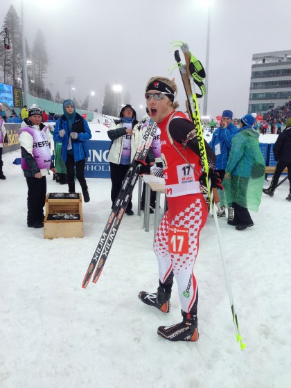 Canadian biathlete Kurtis Wenzel after the first and only World Cup biathlon race of his career, in Sochi, Russia, in March. Courtesy photo.