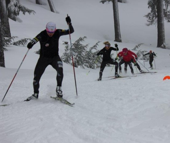 Kikkan Randall leading a recent workout in Bend, Ore. (Photo: Dan Simoneau)