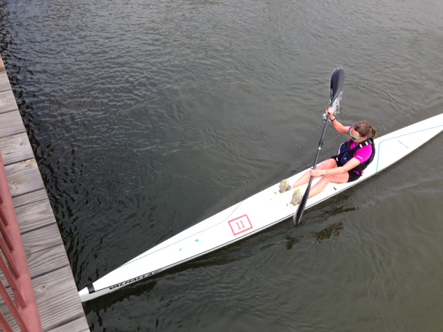 Zoe Roy near the end of Saturday's Pole Pedal Paddle in Bend, Ore. She placed second for a personal best after friend and three-time winner Sarah Max. (Courtesy photo)